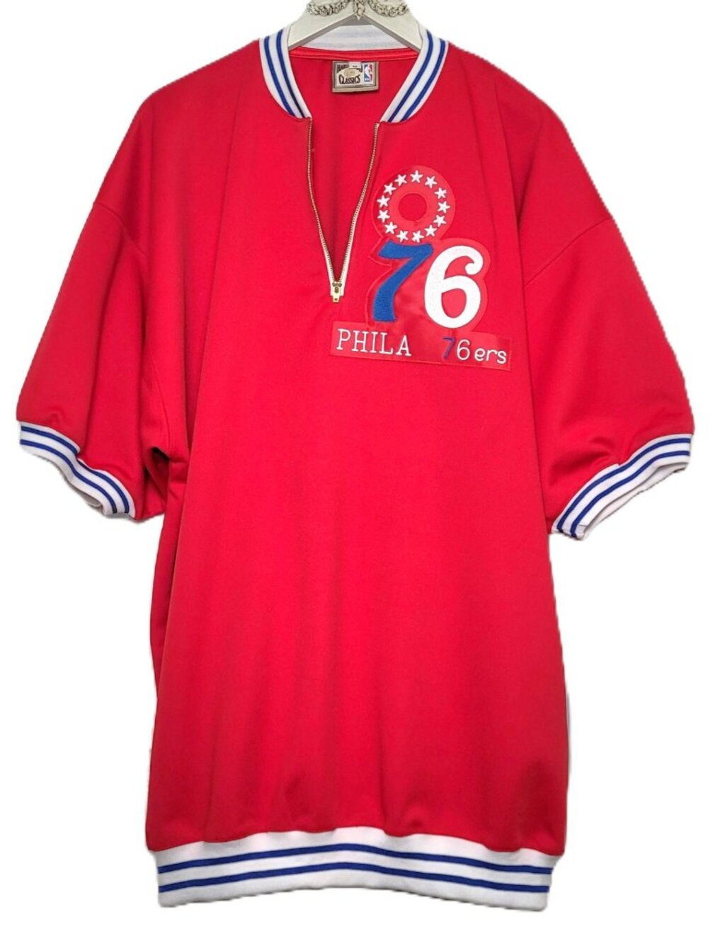 Mitchell & Ness Classics NBA Philadelphia 76ers Sz 56 3XL Quarter Zip Pullover
